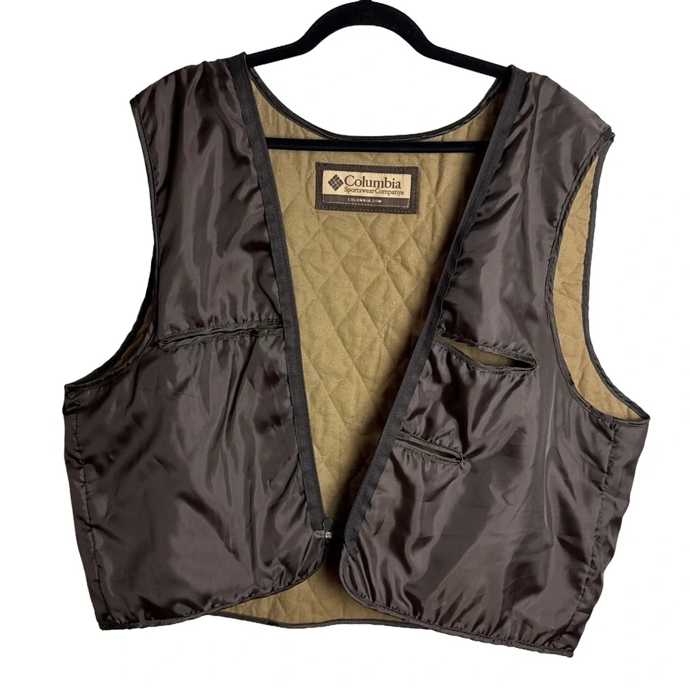 Columbia Sportswear Quilted Reversible Vest Brown/Tan Men’s Size Large
